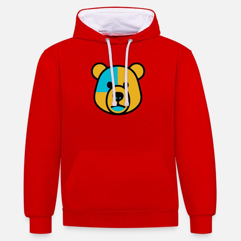 Ours mignon - Sweat à capuche contrasté - rouge/blanc