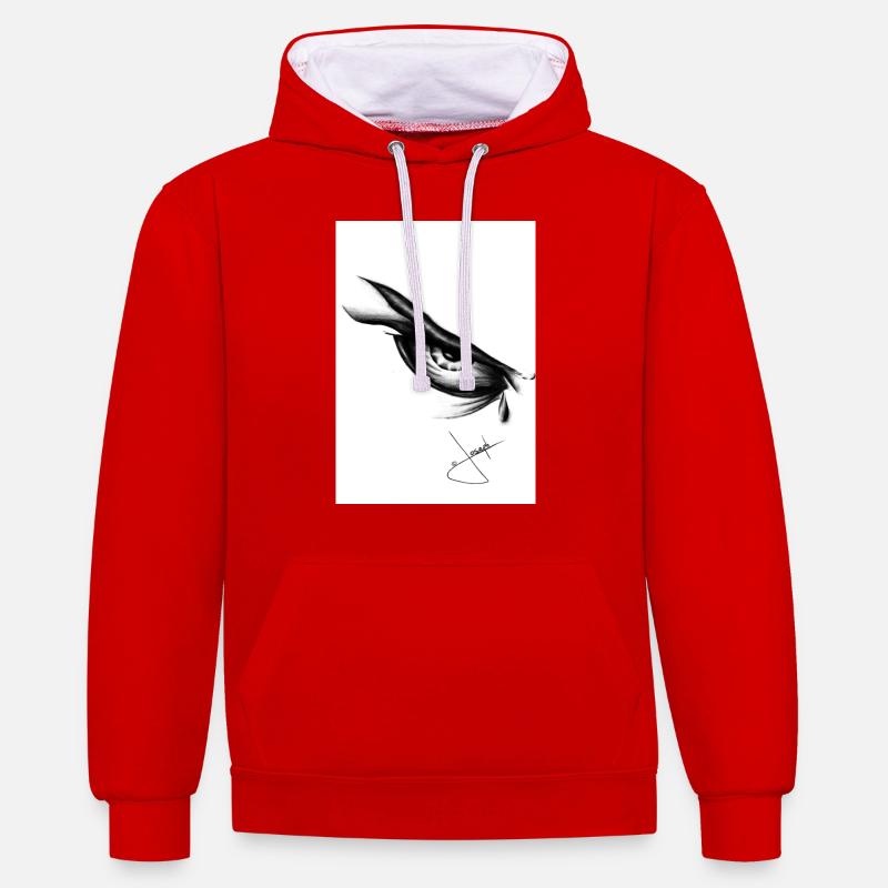 Yeux anges - Sweat à capuche contrasté - rouge/blanc