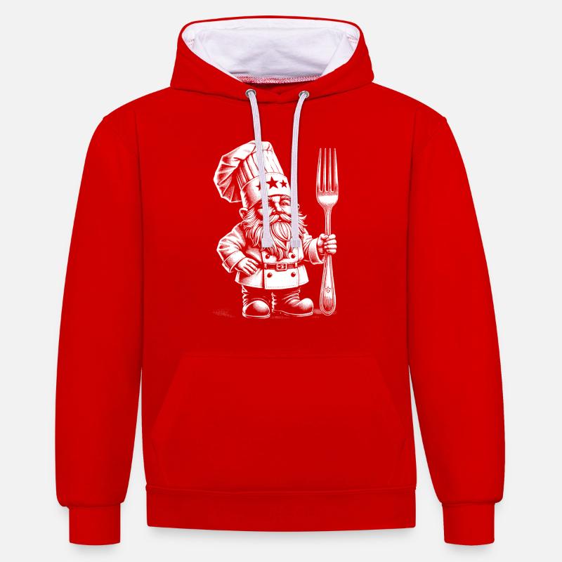 Cuire - Sweat à capuche contrasté - rouge/blanc