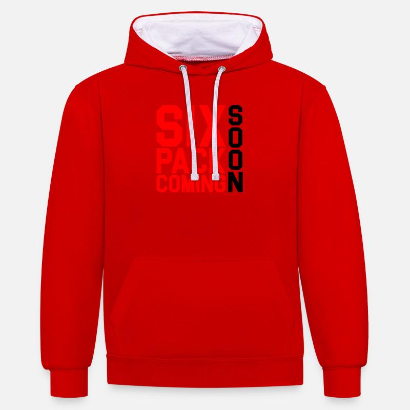 Six Pack à venir 28 - Sweat à capuche contrasté - rouge/blanc