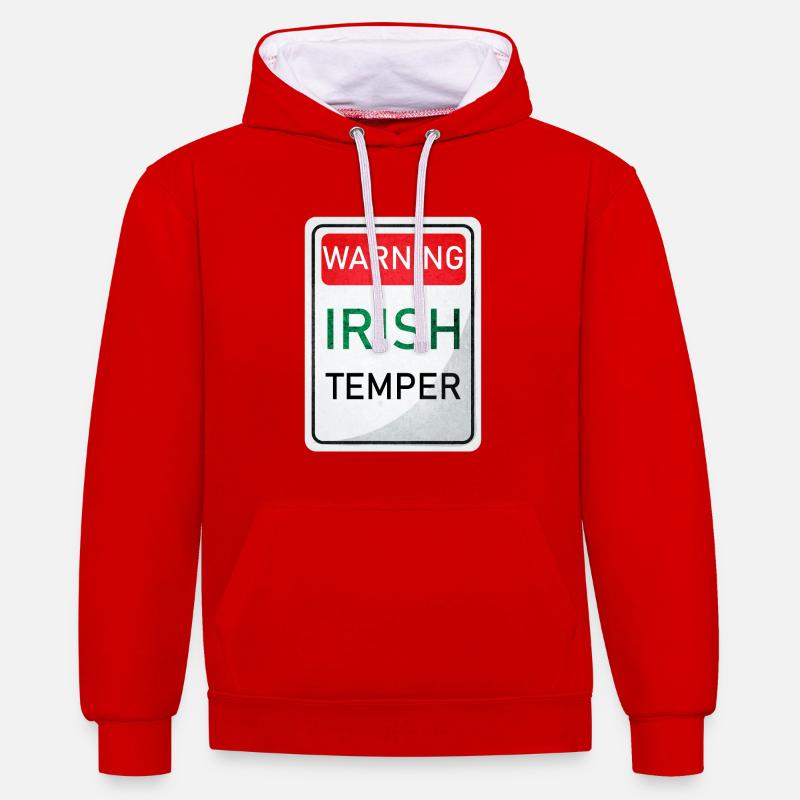 AVERTISSEMENT TEMPERATURE IRLANDAISE - Sweat à capuche contrasté - rouge/blanc
