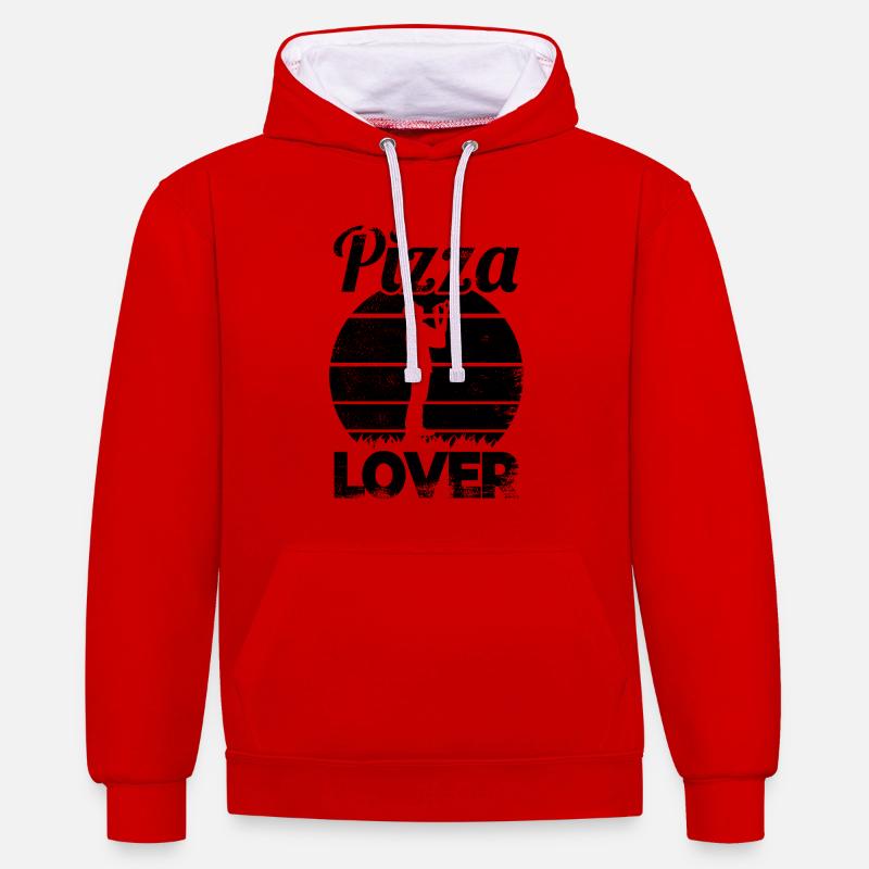 Amateurs de pizza - Sweat à capuche contrasté - rouge/blanc