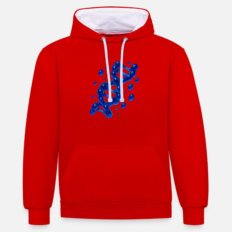 Molécule d’hélice d’ADN 3D Bleu - Sweat à capuche contrasté - rouge/blanc