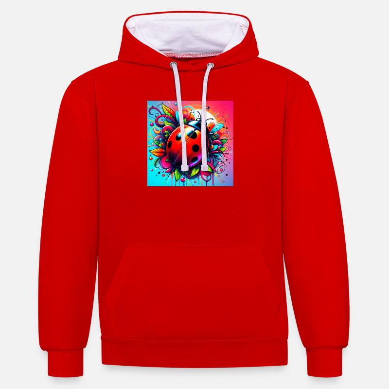 coccinelle - Sweat à capuche contrasté - rouge/blanc
