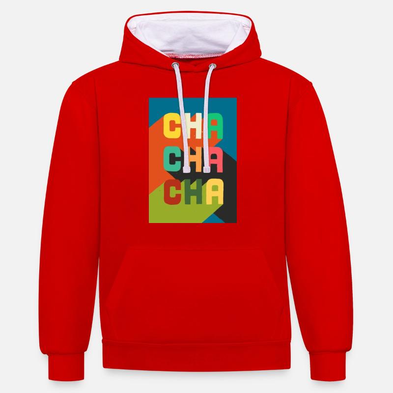 cha cha cha - Sweat à capuche contrasté - rouge/blanc