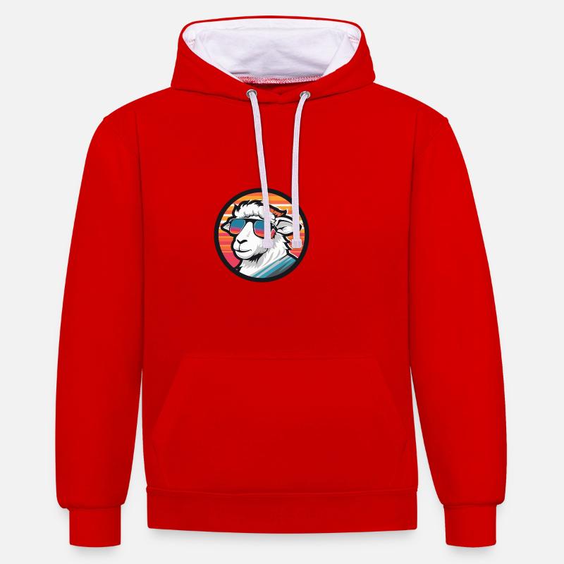 Mouton Bande Dessinée Cool Été - Sweat à capuche contrasté - rouge/blanc