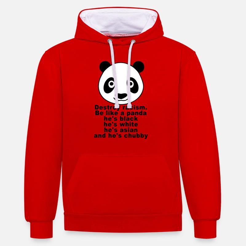 Chubby Panda - Sweat à capuche contrasté - rouge/blanc