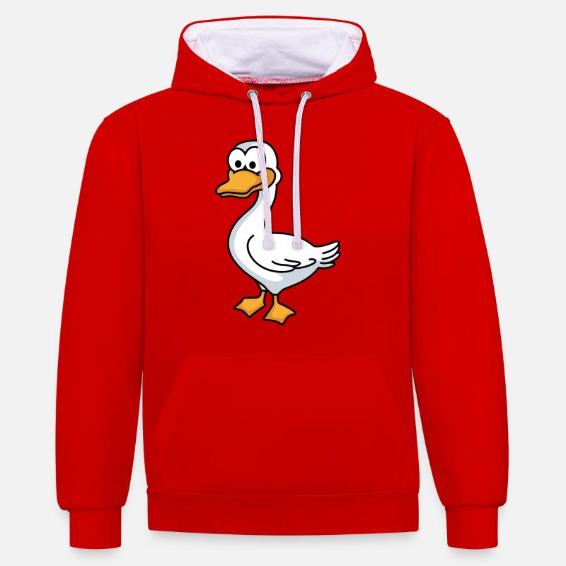 Oie Comic Animal - Sweat à capuche contrasté - rouge/blanc