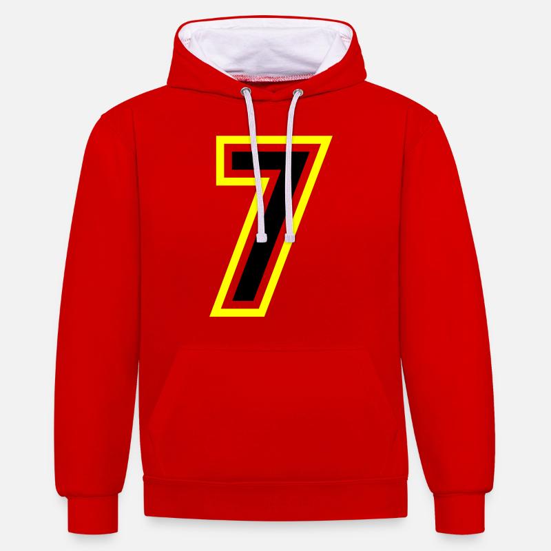 7 Nombre Collège - Sweat à capuche contrasté - rouge/blanc