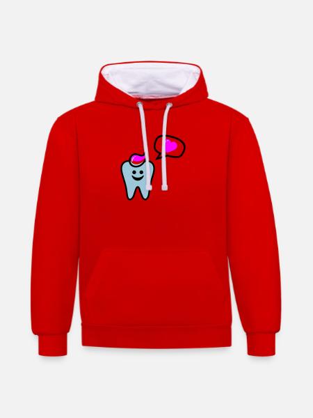 zahn punk zahnarzt dentist - Contrast hoodie - red/white