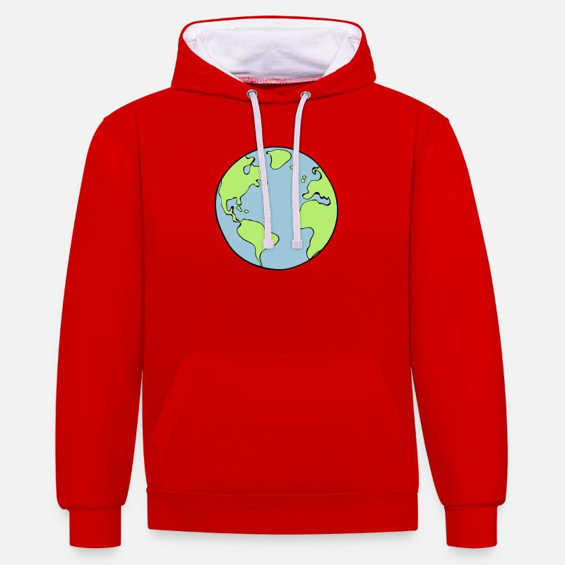 terre - Sweat à capuche contrasté - rouge/blanc