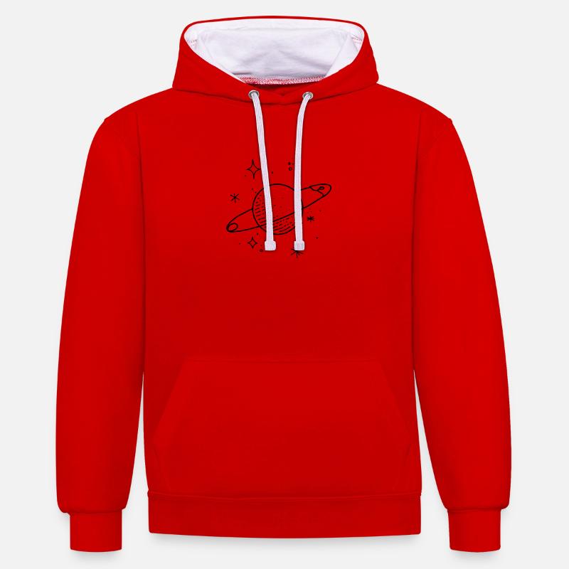Planètes de l’espace - Sweat à capuche contrasté - rouge/blanc
