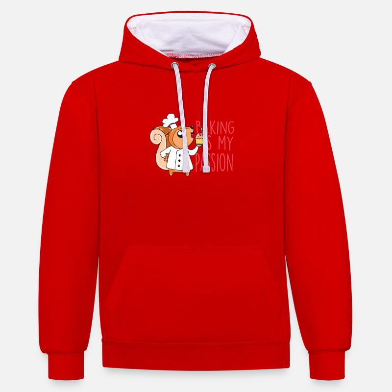 Écureuil de cuisson - Sweat à capuche contrasté - rouge/blanc