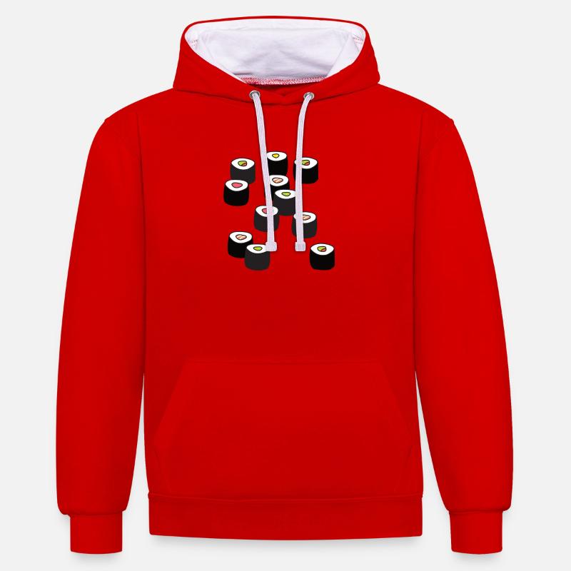 Sushi - Sweat à capuche contrasté - rouge/blanc