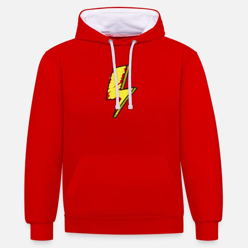 Foudre - illustration - Sweat à capuche contrasté - rouge/blanc