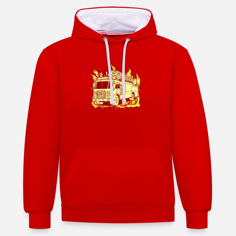 Fire engine fire brigade fire protection - Contrast hoodie - red/white
