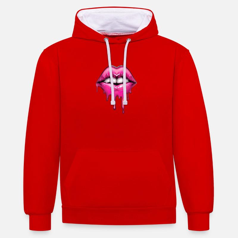 Lips - Contrast hoodie - red/white