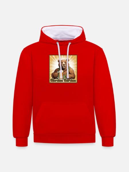 Bierchen Bärchen - Kontrast-Hoodie - Rot/Weiß