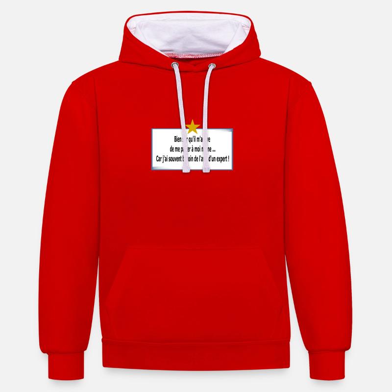 Je me parle à moi même - Sweat à capuche contrasté - rouge/blanc