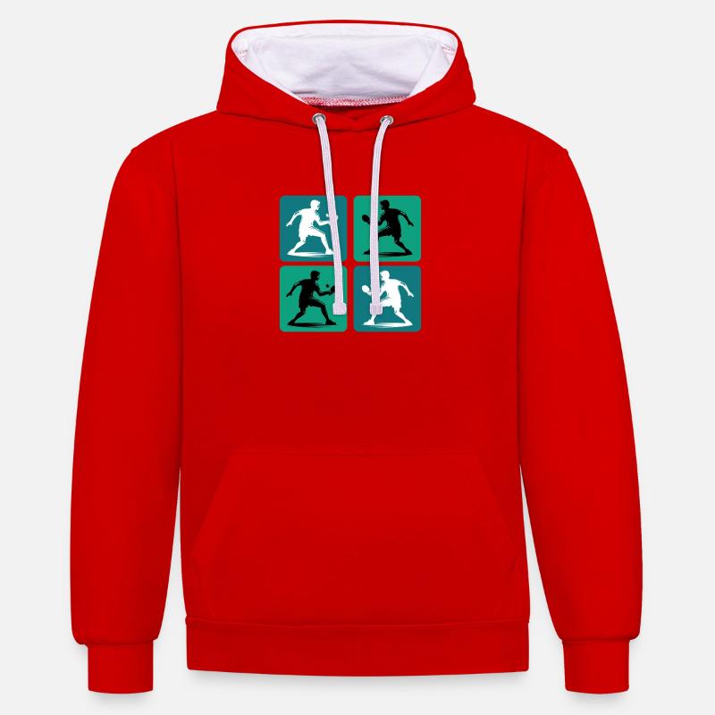 Design de tennis de table - Sweat à capuche contrasté - rouge/blanc