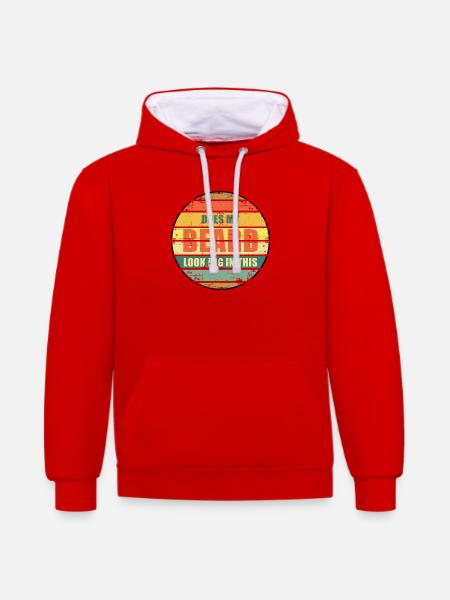 Sieht mein Bart darin groß aus? - Kontrast-Hoodie - Rot/Weiß