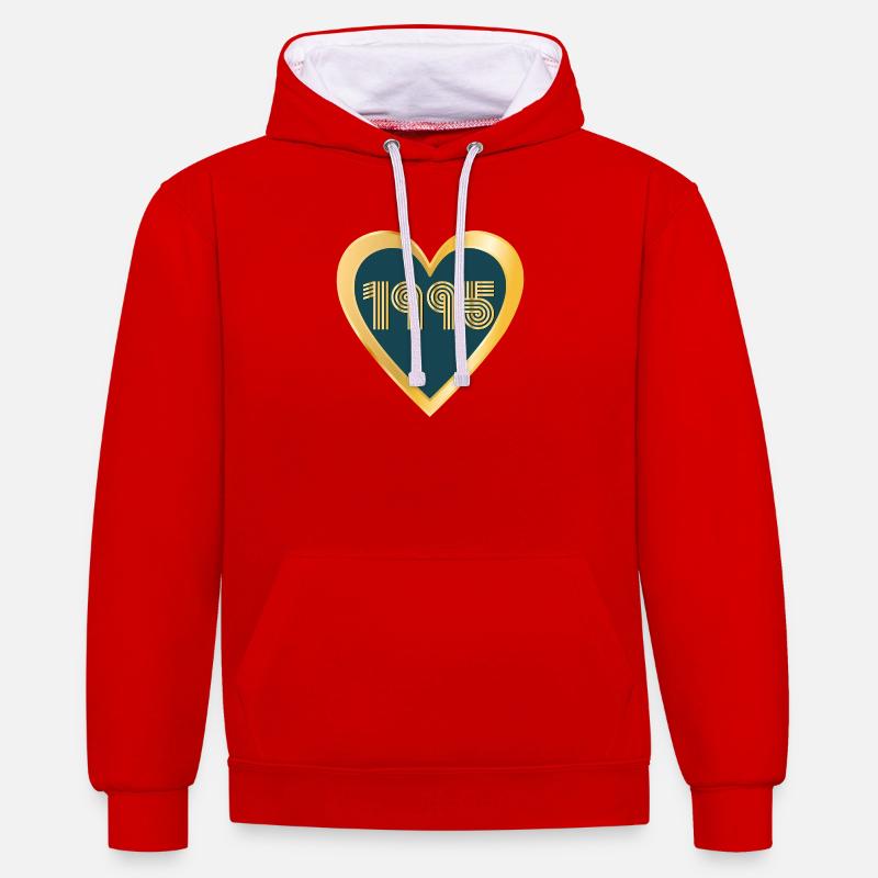 ANNÉE DU CŒUR 1995 - Sweat à capuche contrasté - rouge/blanc