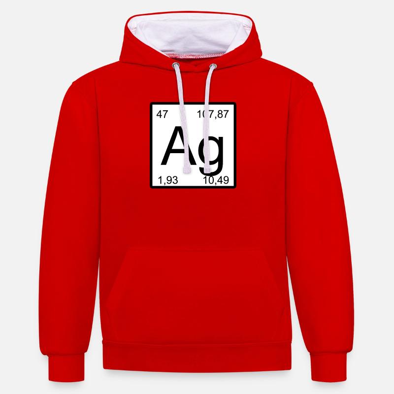 Symbole de période Ag Pression minimale - Sweat à capuche contrasté - rouge/blanc