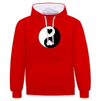 Heart YinYang Contrast - Contrast hoodie - red/white - Front - Liana (172cm) & Jaron (178cm)