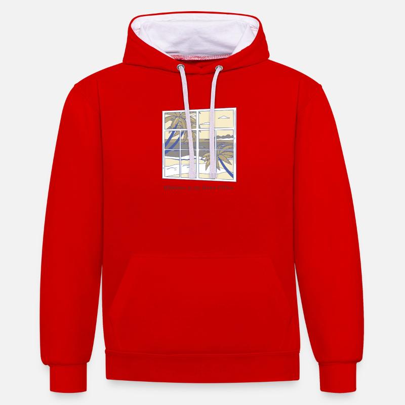 Fenêtres dans mon bureau à domicile - Sweat à capuche contrasté - rouge/blanc