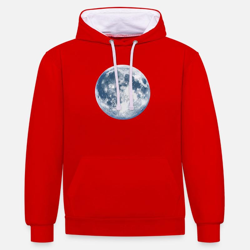 Silhouette au clair de lune - Sweat à capuche contrasté - rouge/blanc