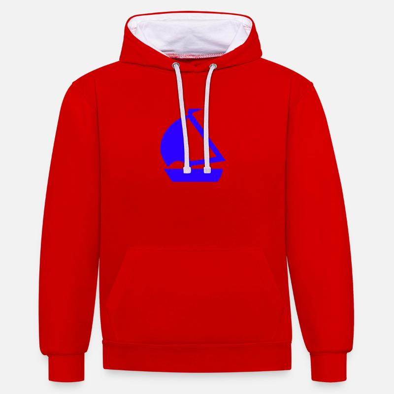 Voile - Sweat à capuche contrasté - rouge/blanc