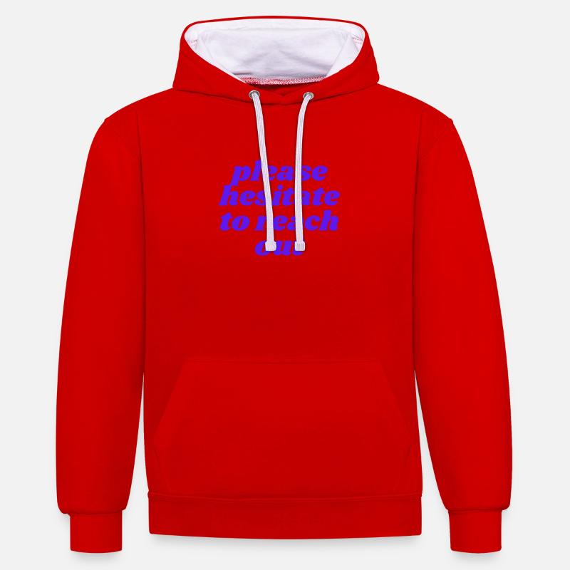 Merci d’hésiter à me contacter - Sweat à capuche contrasté - rouge/blanc