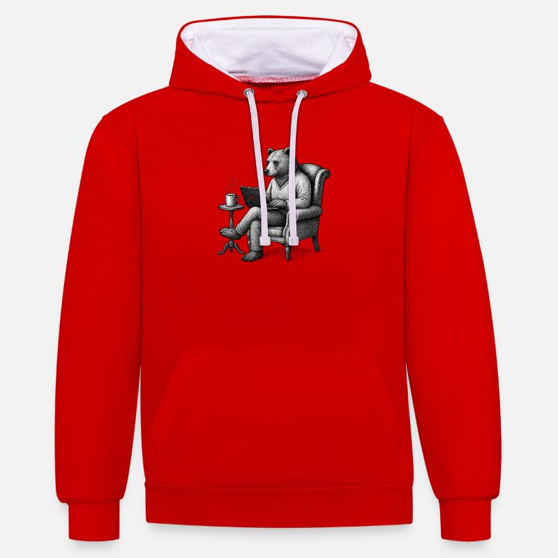 Salon Portable Bear CEO - Sweat à capuche contrasté - rouge/blanc