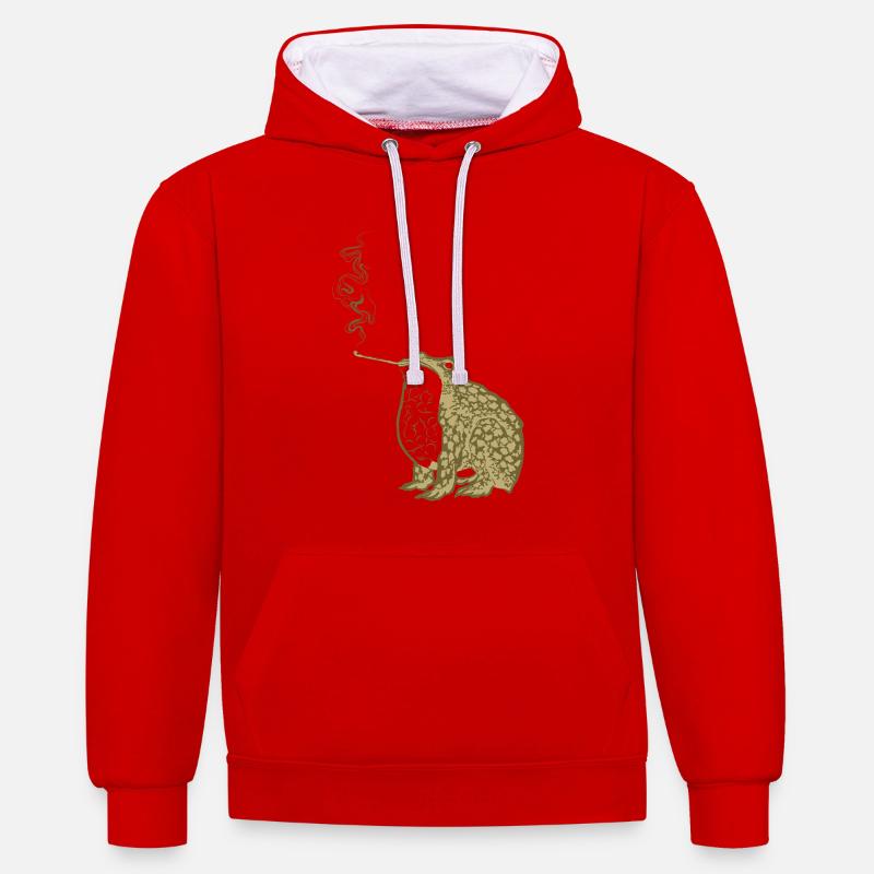 Fumée de grenouille japonaise funky - Sweat à capuche contrasté - rouge/blanc
