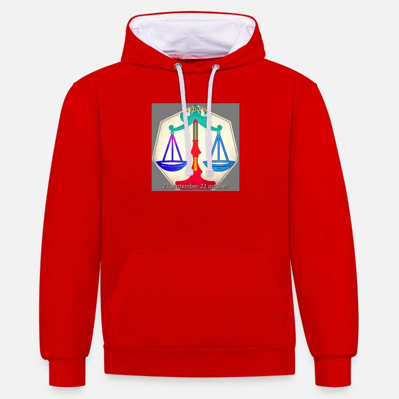 Poids - Sweat à capuche contrasté - rouge/blanc