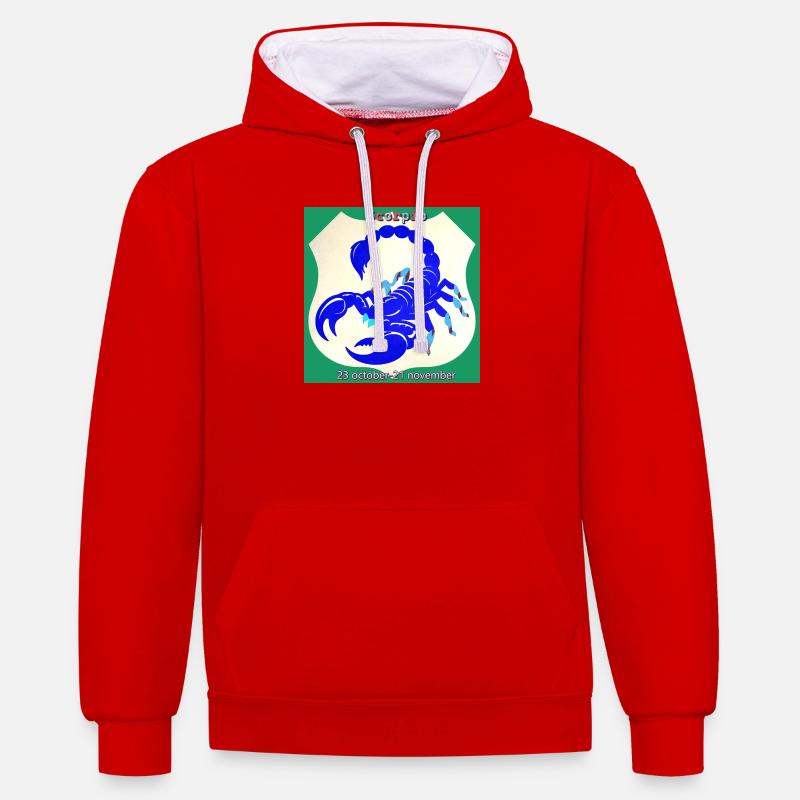 scorpion - Sweat à capuche contrasté - rouge/blanc