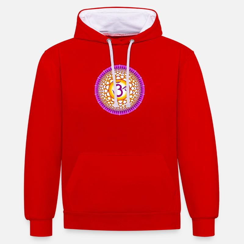 Chakra couronne Sahasrara - Sweat à capuche contrasté - rouge/blanc