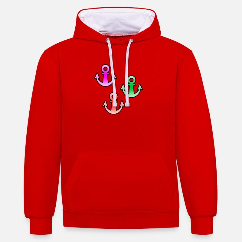 Voile - Sweat à capuche contrasté - rouge/blanc