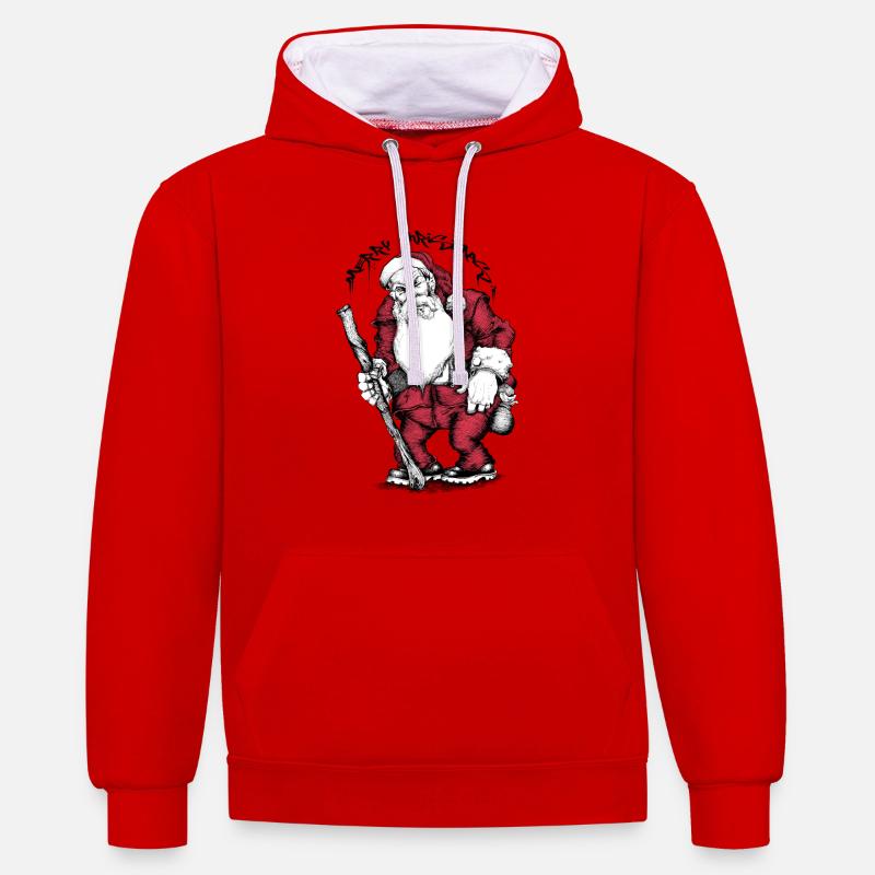Weihmachtsmann - Sweat à capuche contrasté - rouge/blanc