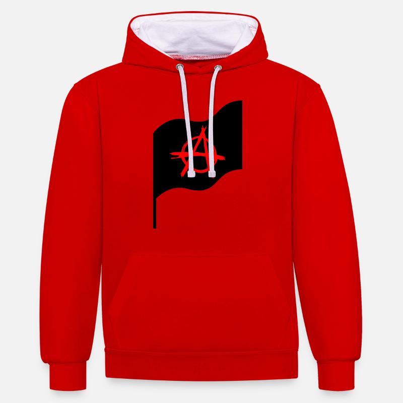 anarquía - Sudadera con capucha contraste - rojo/blanco