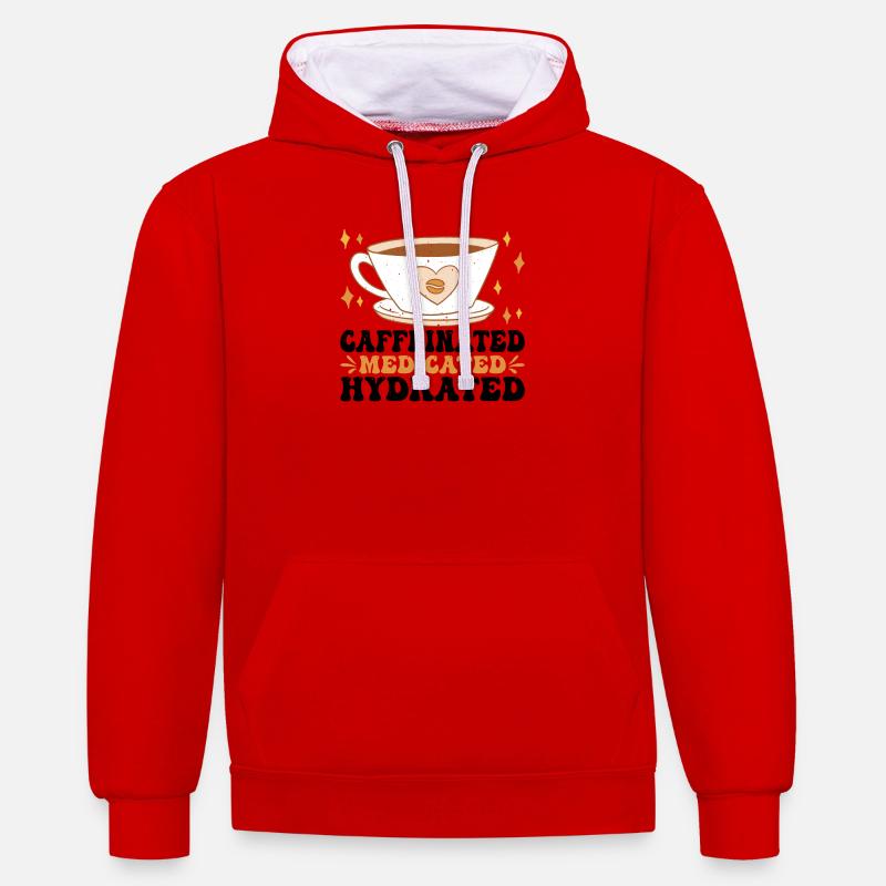 Caféiné Médicamenteux Hydraté 3 - Sweat à capuche contrasté - rouge/blanc