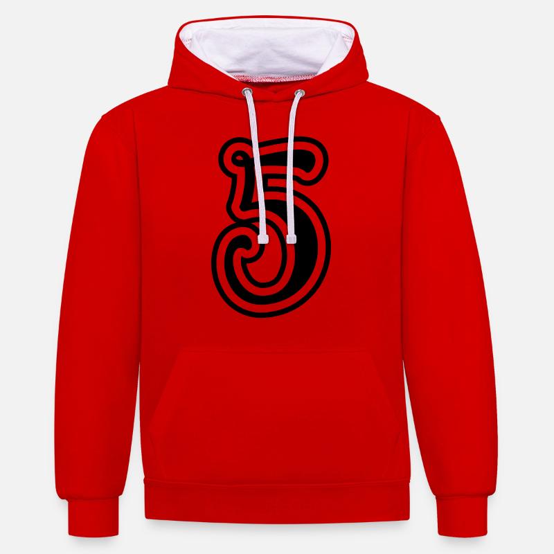 5 Numéro de numéro - Sweat à capuche contrasté - rouge/blanc