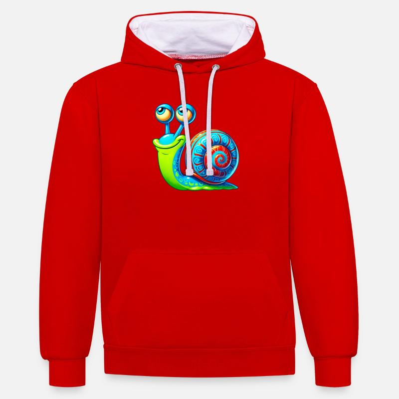 Escargot - Sweat à capuche contrasté - rouge/blanc