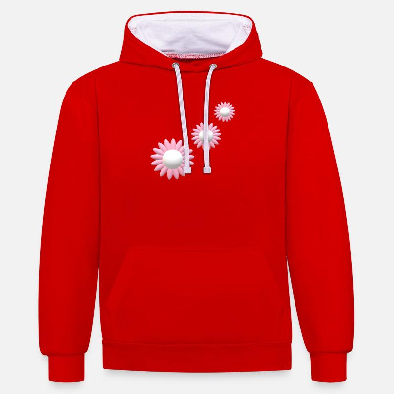 Fleur... - Sweat à capuche contrasté - rouge/blanc