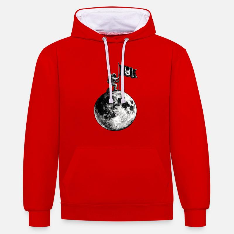 Drapeau lunaire avec panneau jupe - Sweat à capuche contrasté - rouge/blanc