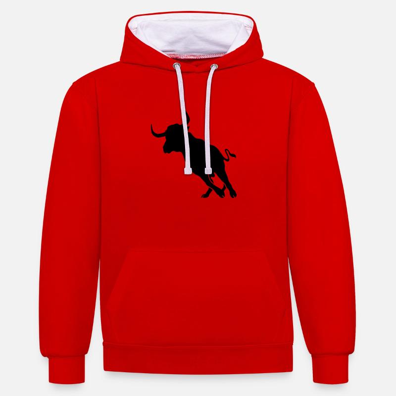 bull - Contrast hoodie - red/white