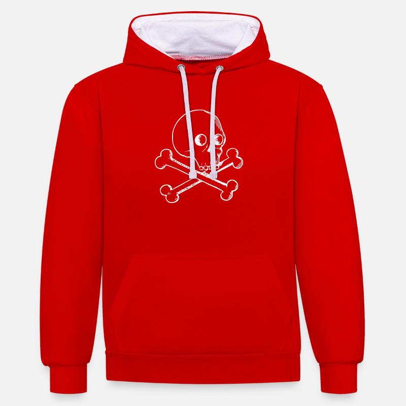 Crâne et os - Sweat à capuche contrasté - rouge/blanc
