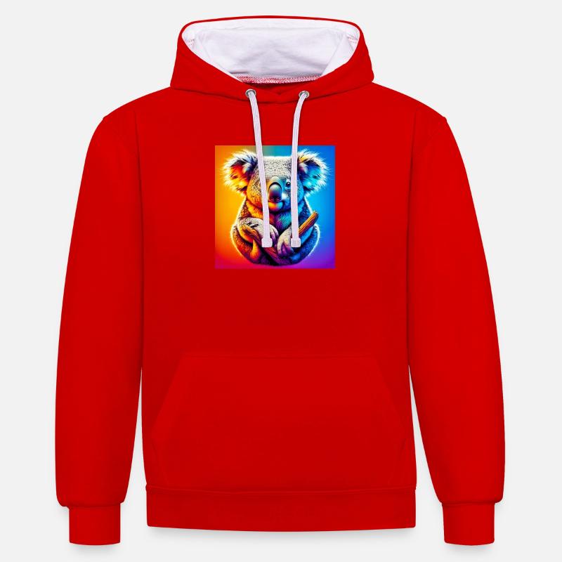 Koala - Sweat à capuche contrasté - rouge/blanc