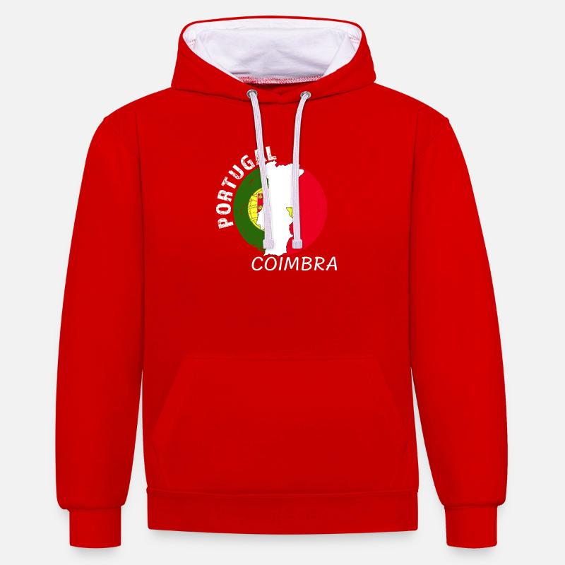 Coimbra - Sweat à capuche contrasté - rouge/blanc