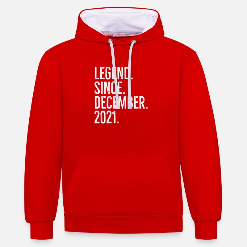 Légende depuis décembre 2021 - Sweat à capuche contrasté - rouge/blanc